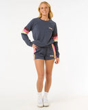 Rip Curl Womens Las Dalias Color Block Fleece Sweat Shorts- Navy