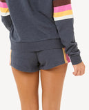 Rip Curl Womens Las Dalias Color Block Fleece Sweat Shorts- Navy