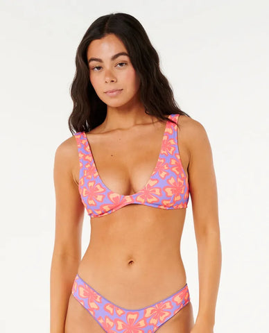 Rip Curl Womens Neon Isles Bralette Bikini Top- Purple