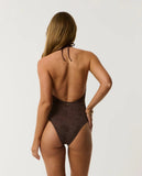Rip Curl Womens Praia Broderie Cheeky One-Piece Swimsuit - Brown
