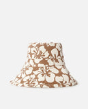 Rip Curl Womens Tres Cool UPF Bucket Sun Hat- Brown/Off White