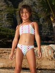 Roxy Little Girls Rainbow Check Crop Top Bikini Set