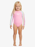 ROXY Little Girls Rainbow Check L/S Onesie