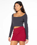 ROXY Womens Feeling Cozy L/S Crop Top- Phantom