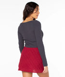ROXY Womens Feeling Cozy L/S Crop Top- Phantom