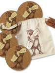 SF Mercantile CA Bear Cork Coasters in Drawstring Pouch - Set of 4