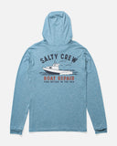 Salty Crew Big Boys Boat Repair Hooded L/S Sunshirt - Blue Heather