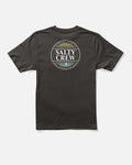 Black t-shirt with Salty Crew logo on a white background