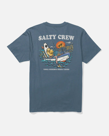 Salty Crew Mens Down Time S/S Pocket Tee- Slate