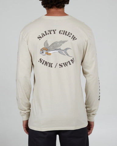 Salty Crew Mens Kamikaze Premium L/S Tee- Bone