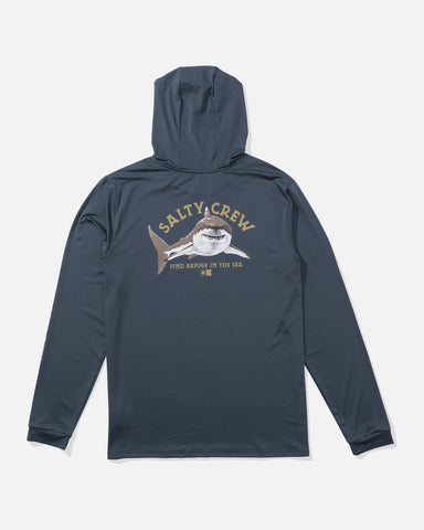 Salty Crew Mens Lurking Hooded UV Sunshirt - Bluefin