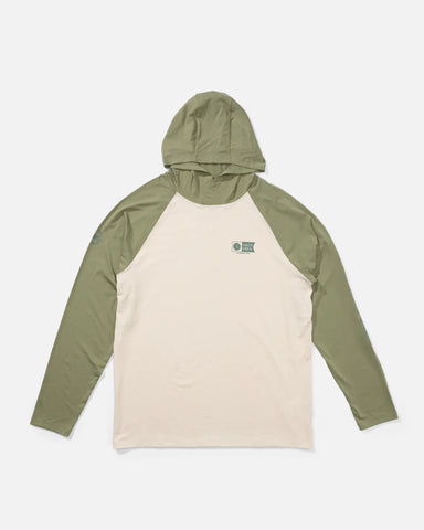 Salty Crew Mens Mariner Lite UV Hooded Tee- Birch Oil Green