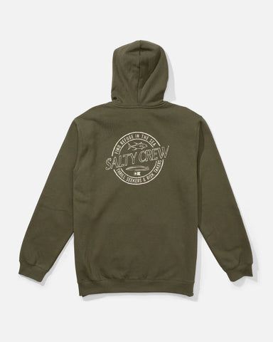 Salty Crew Mens Skewed Zip Fleece Hoodie- Dusty Olive