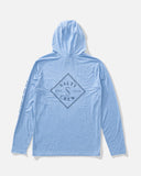 Salty Crew Mens Tippet Pocket Hood Tech Tees- Blue Heather
