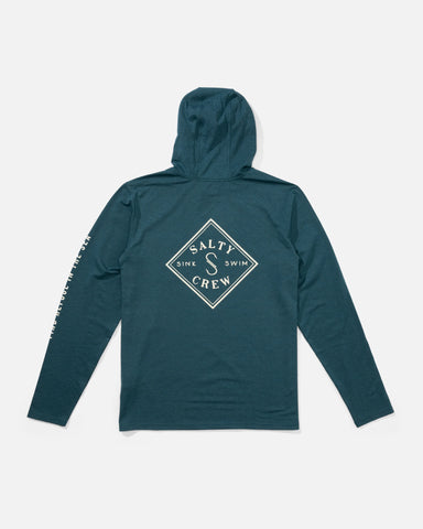 Salty Crew Mens Tippet Pocket Hood Tech Tees- Hydro