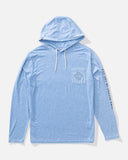 Salty Crew Mens Tippet Pocket Hood Tech Tees- Blue Heather