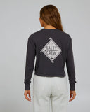 Salty Crew Womens Board Meeting L/S Crop Tee- Charcoal