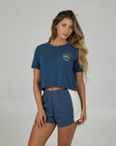 Salty Crew Womens Boat Shop Crop Tee- Indigo