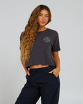 Salty Crew Womens Outlined Crop Tee- Charcoal