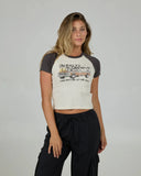 Salty Crew Womens Tailgate Baby Tee- Charcoal