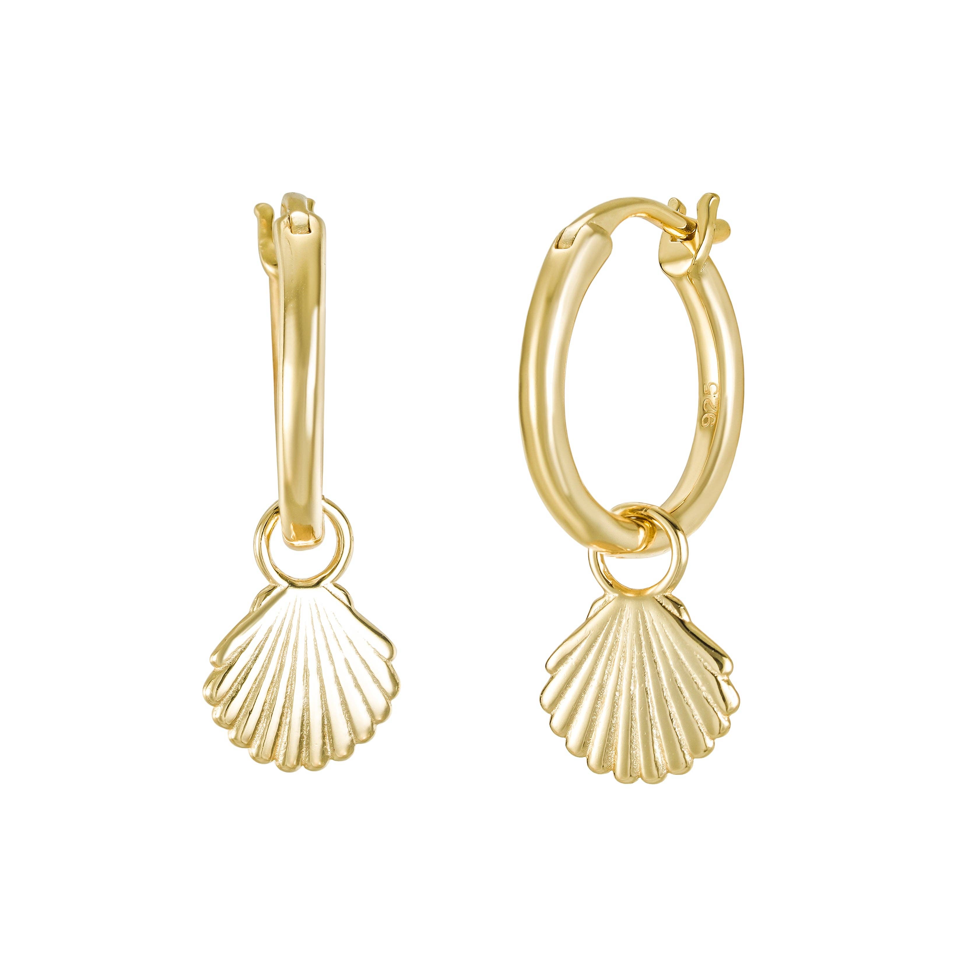The Salty Gem Maddy Seashell Drop Hoop Earrings