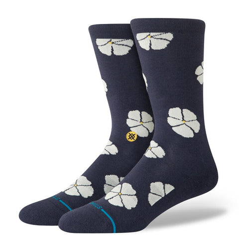 Stance Adult Floral Crew Socks- Navy