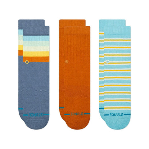 Stance Kids Maliboo 3 Pack Casual Crew Socks- Sea Blue