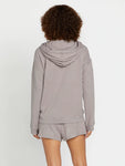 Volcom Womens Lil Zip Fleece Jacket Hoodie- Daze Grey