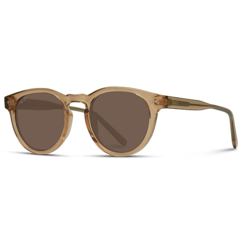 Brown sunglasses with a clear background