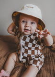 LT Brown Checkered Shortie Onesie