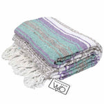 Seafoam Green and Pastel Purple Mexican Falsa Blanket