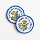 Grown In California Embroidered Iron on Patch - Golden Poppy