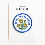 Grown In California Embroidered Iron on Patch - Golden Poppy