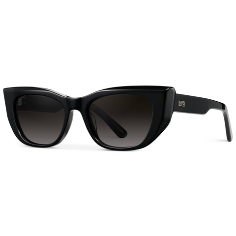 Black cat-eye sunglasses on a white background