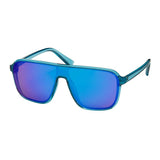 1254 Blue Gem Shields Rounded Mirror Lens Sunglasses