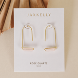 Jax Kelly Gold Drop Earrings - Rose Quartz