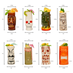Set of tiki mugs with measurements 