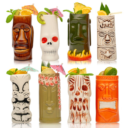 Hard-Carved and Hand-Painted Tiki Mugs (1 pc)