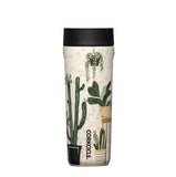 Corkcicle tumbler with plant design on a white background