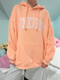 Sunkissed Coconut Sherbet Orange Collegiate Embroidered Oversized Hoodie