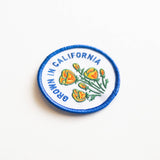 Grown In California Embroidered Iron on Patch - Golden Poppy