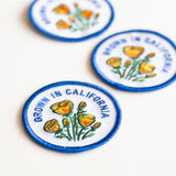 Grown In California Embroidered Iron on Patch - Golden Poppy