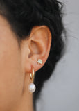 Jax Kelly Pearl Drop Hoop Gold Earrings