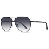 Sunglasses with black frame and gradient lenses on a white background