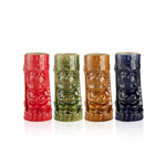 Four colorful tiki mugs 
