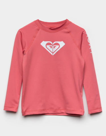 ROXY Little Girls Whole Hearted L/S Rashguard Hot Pink