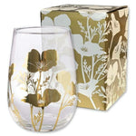 Gold Poppy Stemless Wine Glass