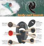 Hand Job Body Surf Boards W/ Leash and Bag
