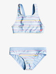 ROXY Girls Stripy Wave Crop Top Bikini Set