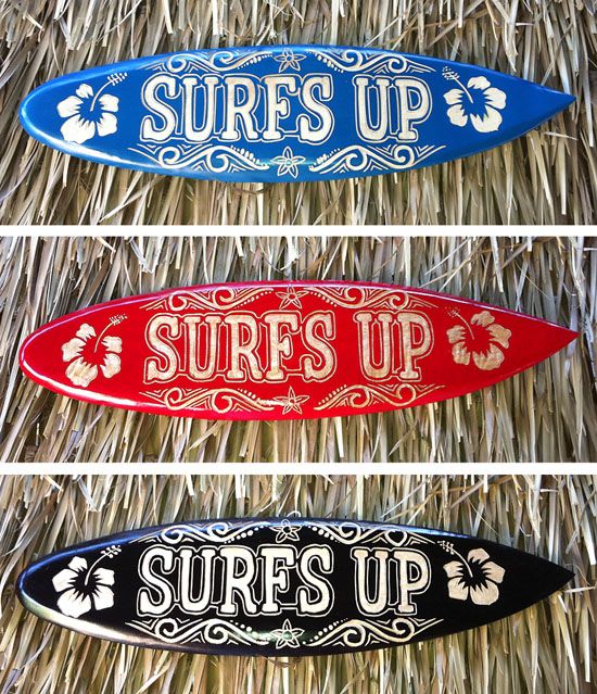 Surfs Up Wood Surfboard Sign – Balboa Surf and Style